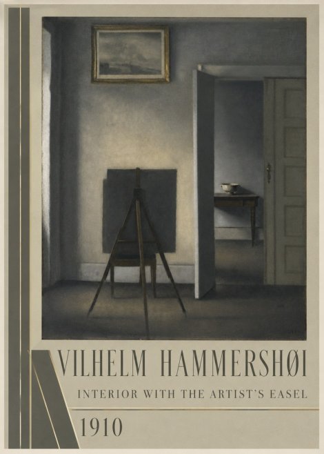 Vilhelm Hammershøi Interior with the Artist's Easel II No3 - Póster