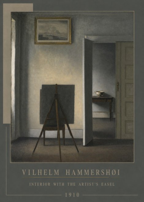 Vilhelm Hammershøi Interior with the Artist's Easel II No4 - Póster