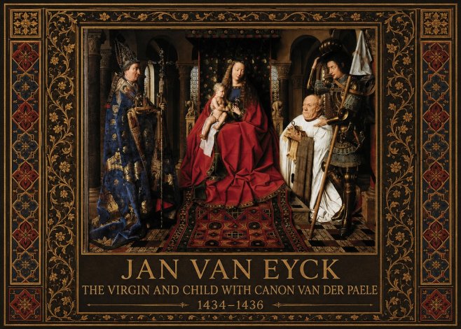 Jan van Eyck The Virgin and Child with Canon Van Der Paele No5 - Póster