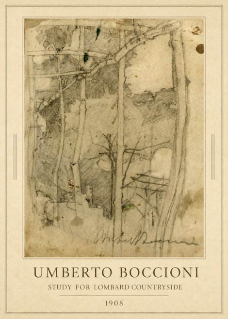 Umberto Boccioni Study for Lombard Countryside No1 - Póster