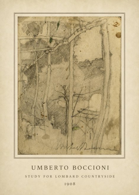 Umberto Boccioni Study for Lombard Countryside No5 - Póster