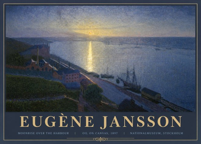 Eugène Jansson Moonrise over the Harbour No6 - Póster