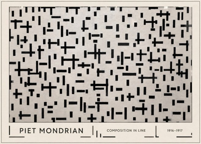 Piet Mondrian Composition in Line No1 - Póster