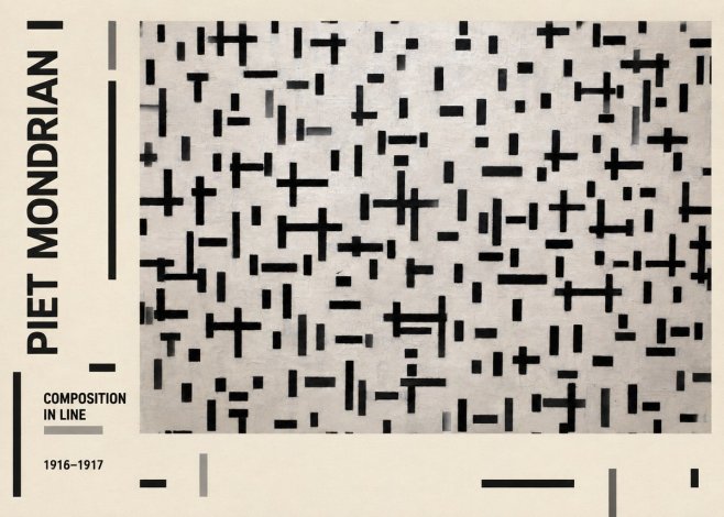 Piet Mondrian Composition in Line No2 - Póster