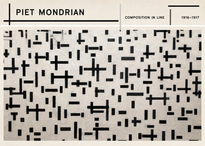 Piet Mondrian Composition in Line No3 - Póster