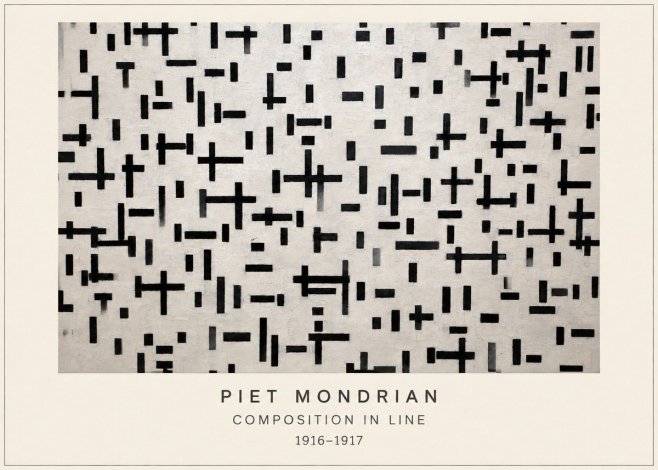 Piet Mondrian Composition in Line No4 - Póster
