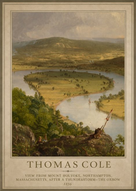 Thomas Cole View from Mount Holyoke, Northampton, Massachusetts, After a Thunderstorm—the Oxbow III No1 - Póster