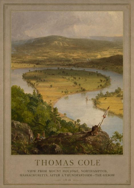 Thomas Cole View from Mount Holyoke, Northampton, Massachusetts, After a Thunderstorm—the Oxbow III No2 - Póster