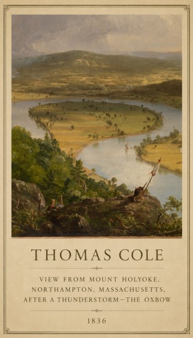 Thomas Cole View from Mount Holyoke, Northampton, Massachusetts, After a Thunderstorm—the Oxbow III No6 - Póster