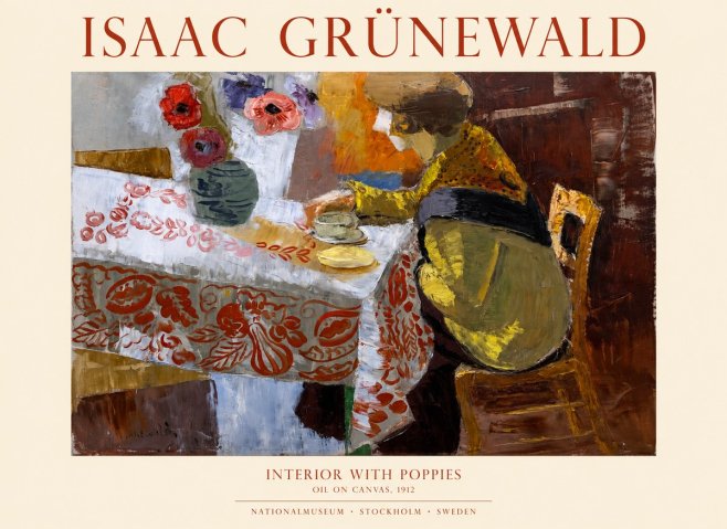 Isaac Grünewald Interior with Poppies No1 - Póster