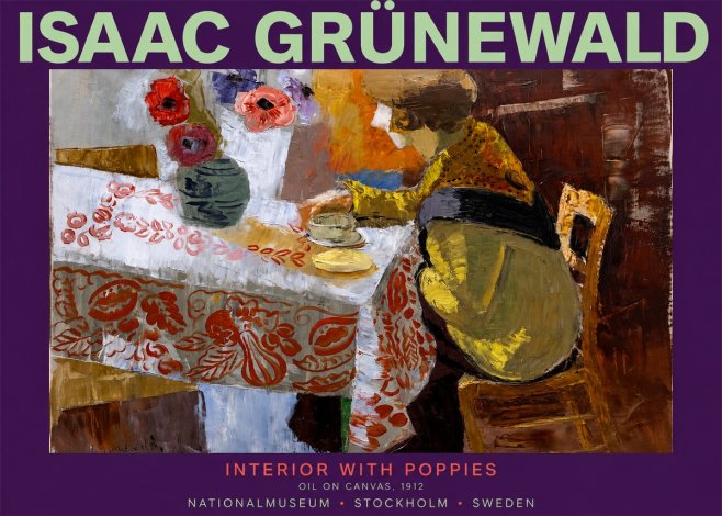 Isaac Grünewald Interior with Poppies No2 - Póster