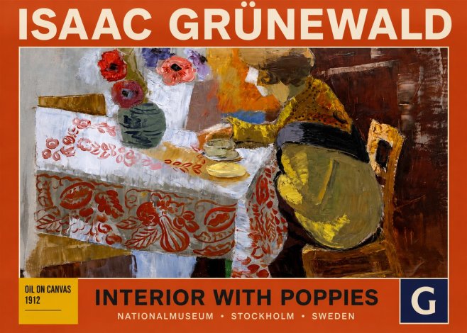 Isaac Grünewald Interior with Poppies No3 - Póster