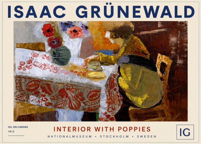 Isaac Grünewald Interior with Poppies No4 - Póster