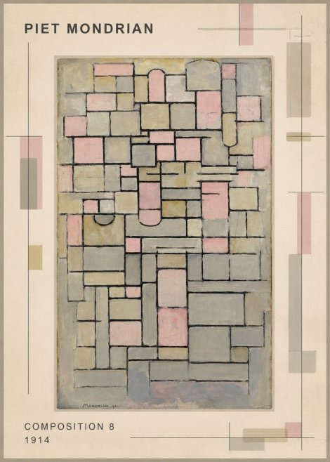 Piet Mondrian Composition 8 No1 - Póster
