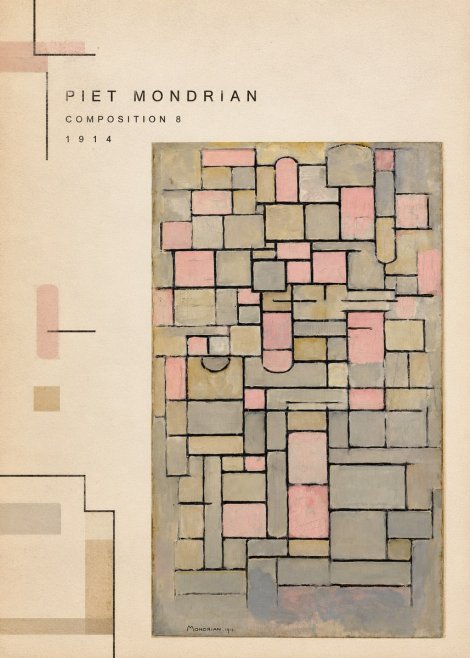 Piet Mondrian Composition 8 No2 - Póster