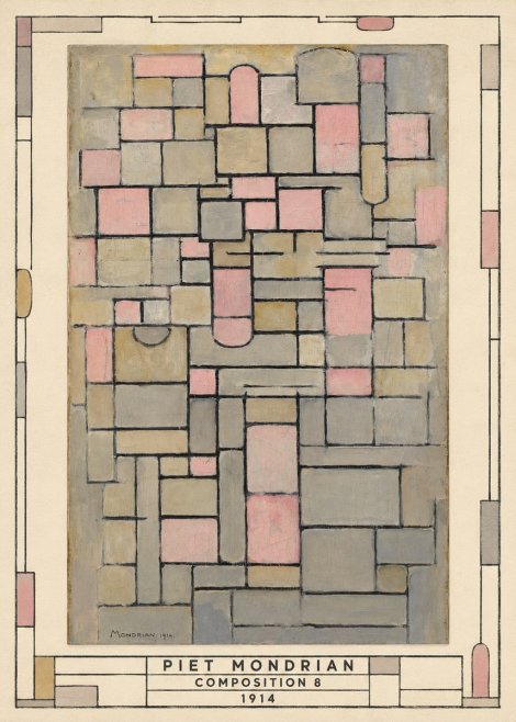 Piet Mondrian Composition 8 No3 - Póster