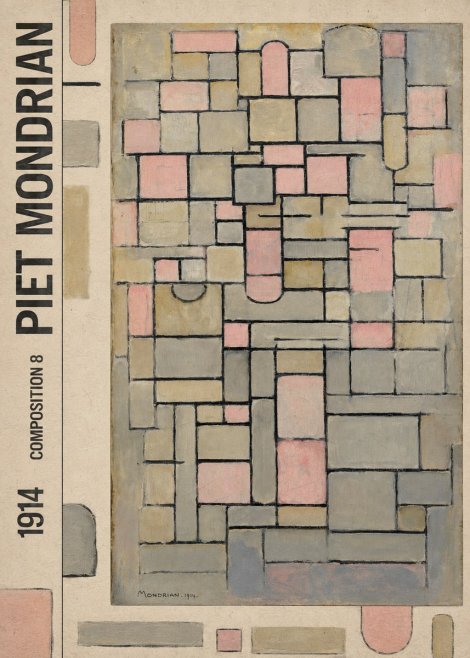 Piet Mondrian Composition 8 No5 - Póster