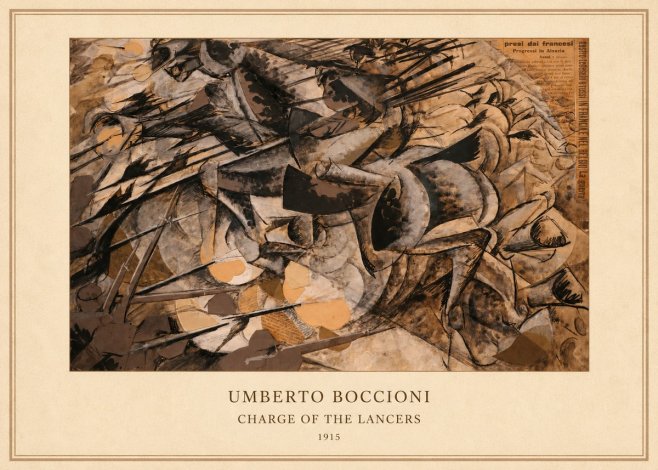Umberto Boccioni Charge of the Lancers No4 - Póster