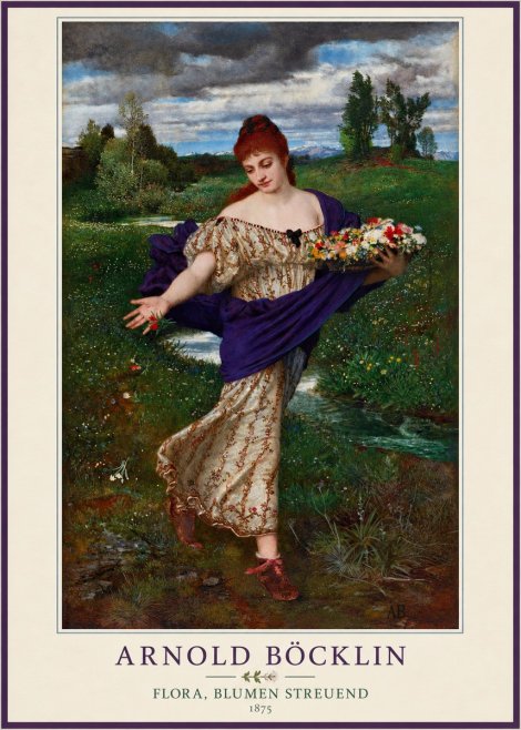 Arnold Böcklin Flora, Blumen Streuend II No4 - Póster