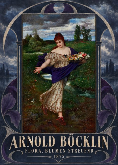 Arnold Böcklin Flora, Blumen Streuend II No6 - Póster