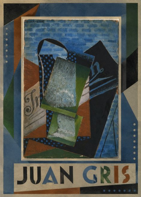 Juan Gris Still Life with Fruit Bowl and Bottle No1 - Póster