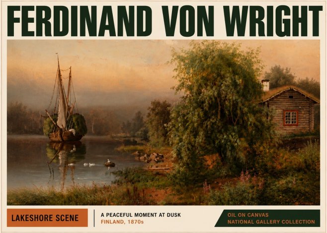 Ferdinand von Wright Lakeshore Scene No5 - Póster