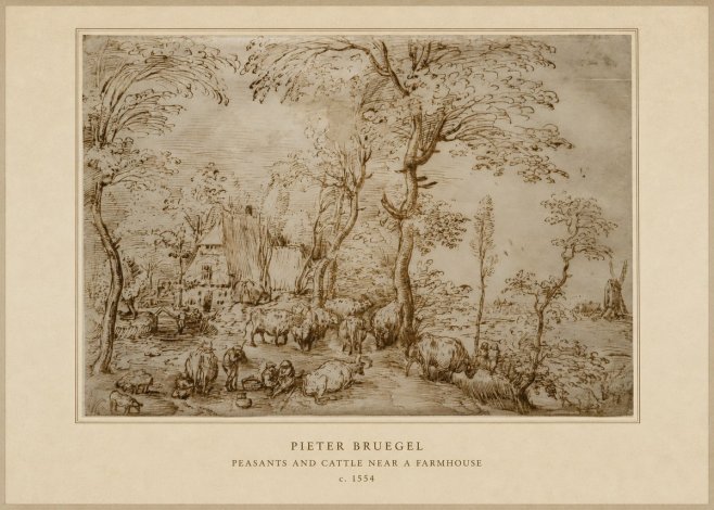 Pieter Bruegel Peasants and Cattle Near a Farmhouse No4 - Póster