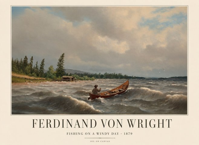 Ferdinand von Wright Fishing on a Windy Day No1 - Póster
