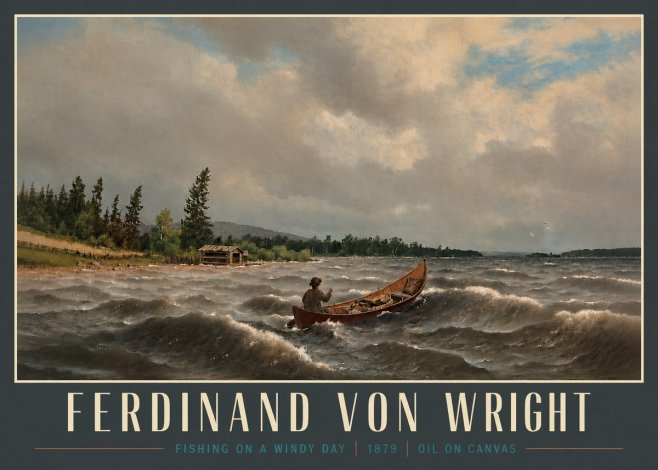 Ferdinand von Wright Fishing on a Windy Day No4 - Póster