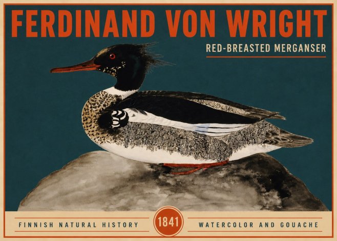 Ferdinand von Wright Red-breasted Merganser No2 - Póster