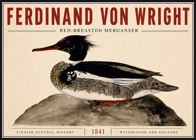 Ferdinand von Wright Red-breasted Merganser No6 - Póster