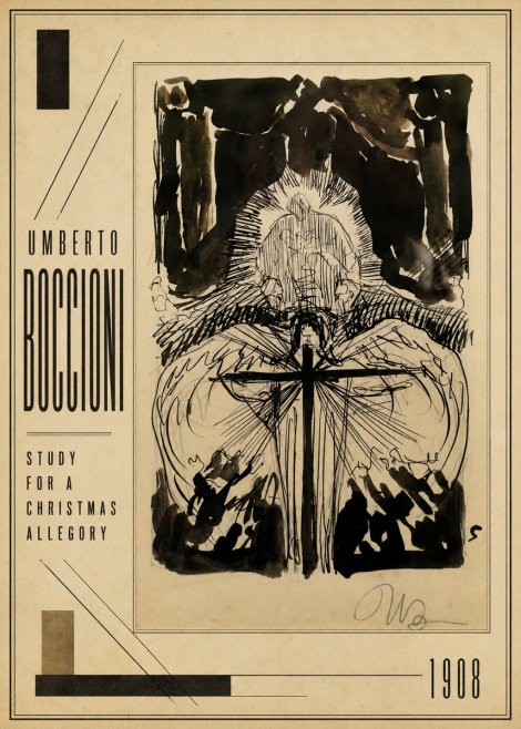 Umberto Boccioni Study for a Christmas Allegory No2 - Póster