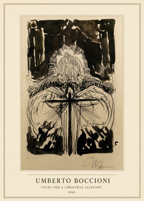 Umberto Boccioni Study for a Christmas Allegory No3 - Póster
