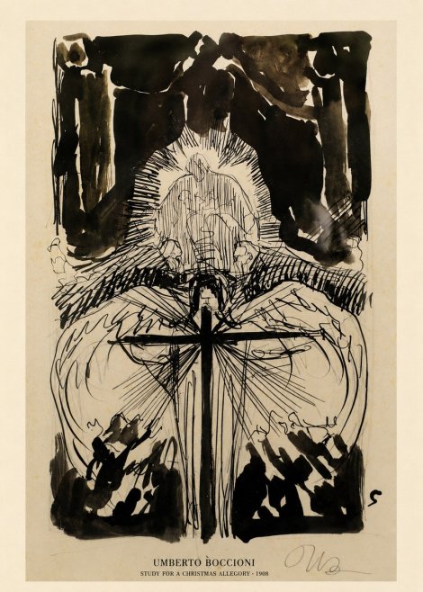 Umberto Boccioni Study for a Christmas Allegory No6 - Póster