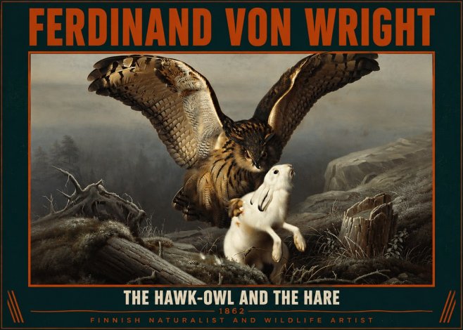 Ferdinand von Wright The Hawk-owl and the Hare No2 - Póster