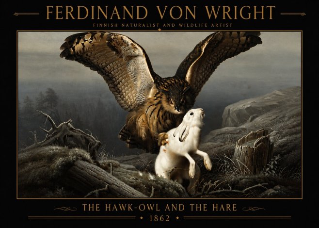 Ferdinand von Wright The Hawk-owl and the Hare No4 - Póster