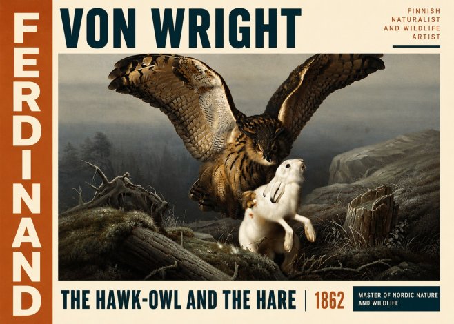 Ferdinand von Wright The Hawk-owl and the Hare No5 - Póster