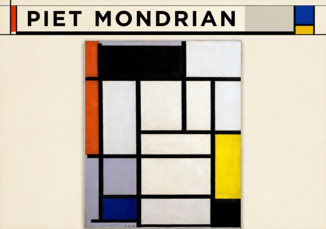 Piet Mondrian Composition with Red, Blue and Yellow No6 - Póster