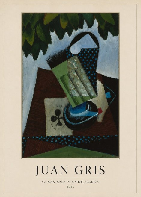 Juan Gris Glass and Playing Cards No3 - Póster