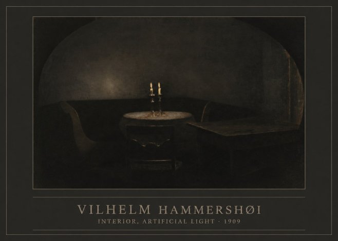 Vilhelm Hammershøi Interior, Artificial Light No1 - Póster