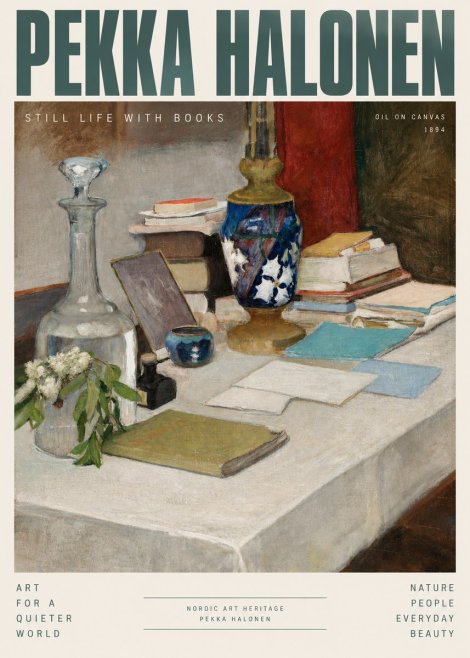 Pekka Halonen Still Life with Books No3 - Póster