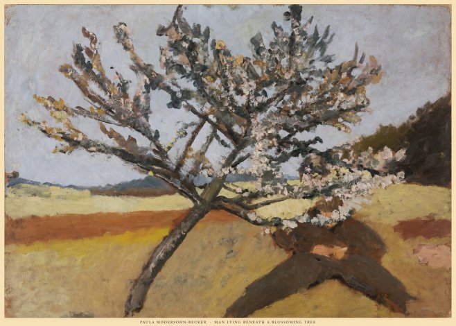 Paula Modersohn-Becker Man Lying Beneath a Blossoming Tree No6 - Póster