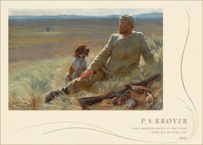 P.S. Krøyer Degn Brøndum Seated in the Dunes with His Hunting Dog No3 - Póster