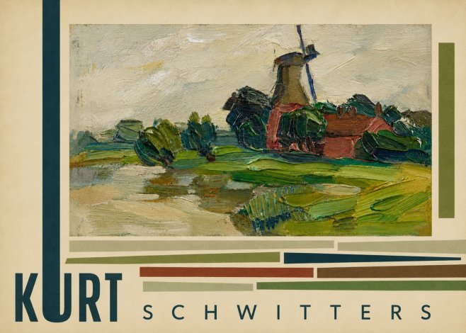 Kurt Schwitters Landscape with Windmill No6 - Póster