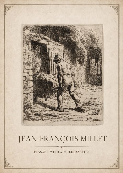 Jean-François Millet Peasant with a Wheelbarrow No1 - Póster