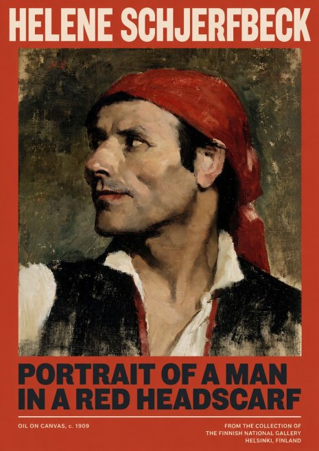 Helene Schjerfbeck Portrait of a Man in a Red Headscarf No2 - Póster