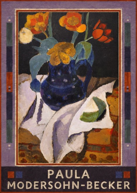Paula Modersohn-Becker Still Life with Blue Jug and Flowers No1 - Póster