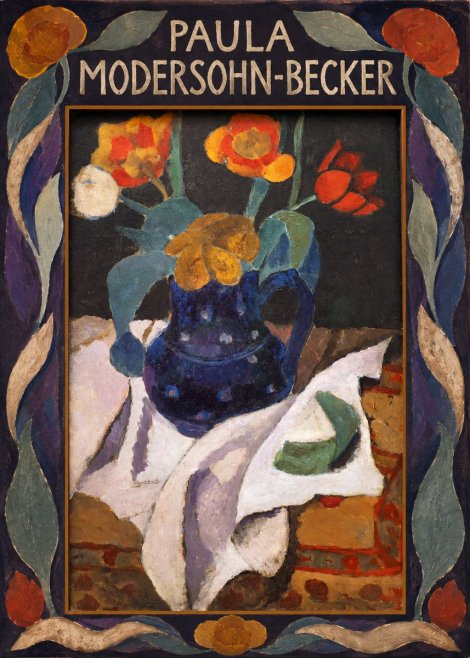 Paula Modersohn-Becker Still Life with Blue Jug and Flowers No3 - Póster