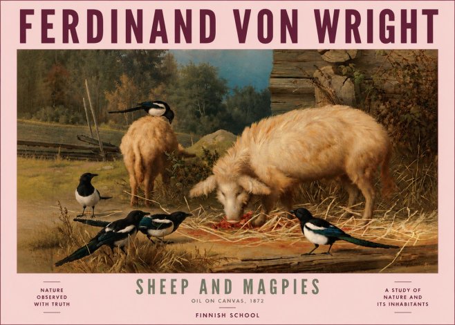 Ferdinand von Wright Sheep and Magpies No5 - Póster