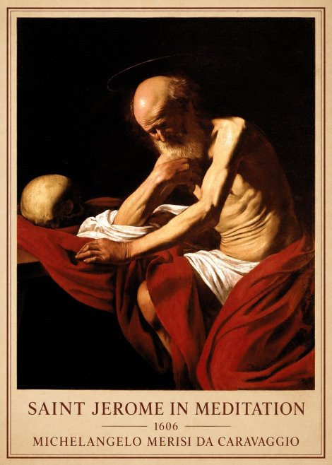 Michelangelo Merisi da Caravaggio Saint Jerome in Meditation I No6 - Póster